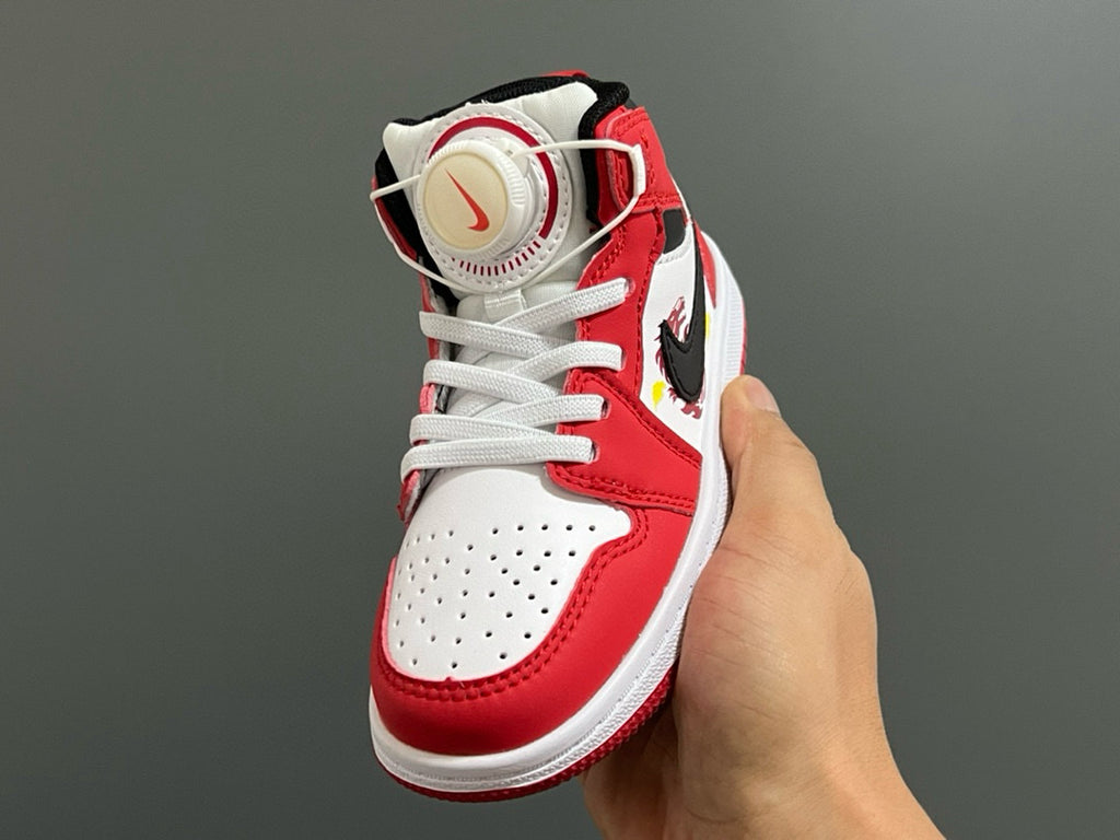 Joe 1 Zhongbang lock children's sports shoes" white, red"