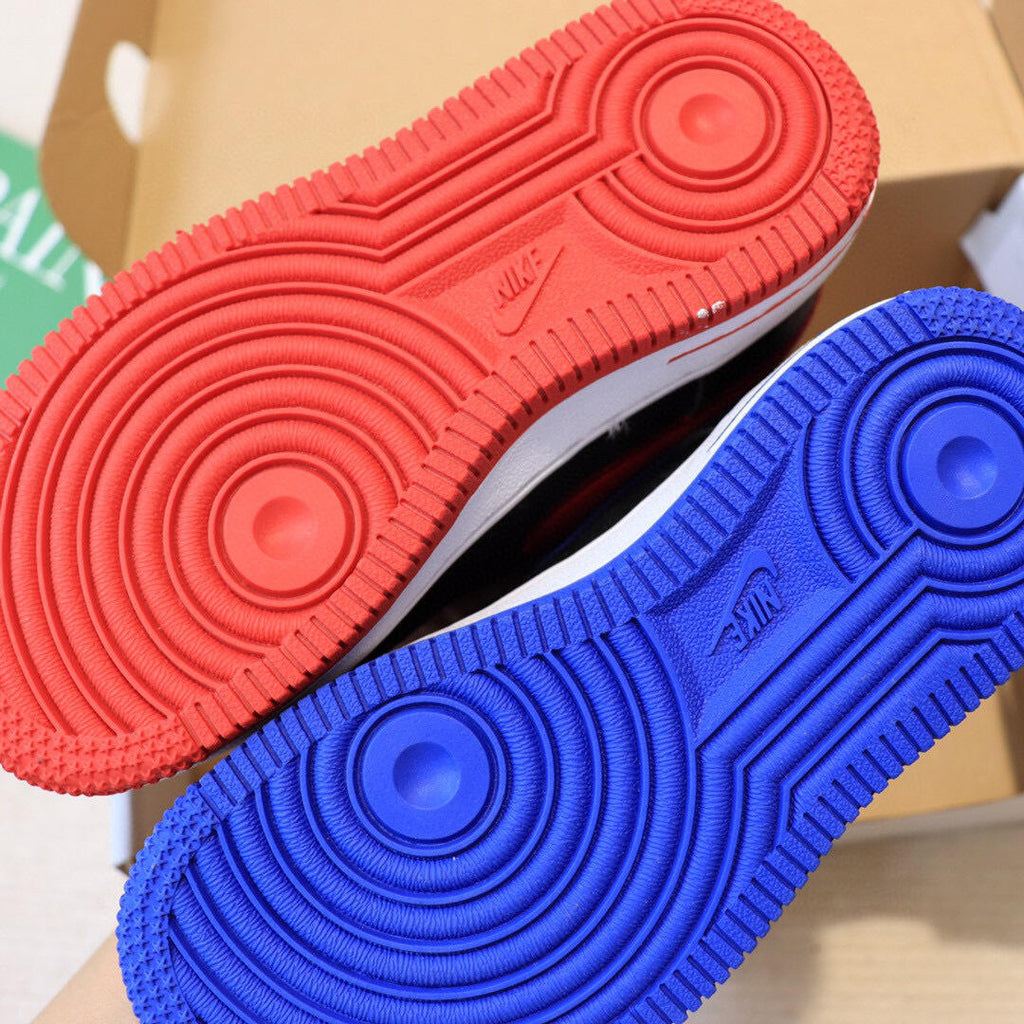 Air Force low-top lace-up sneakers" white, blue, red"