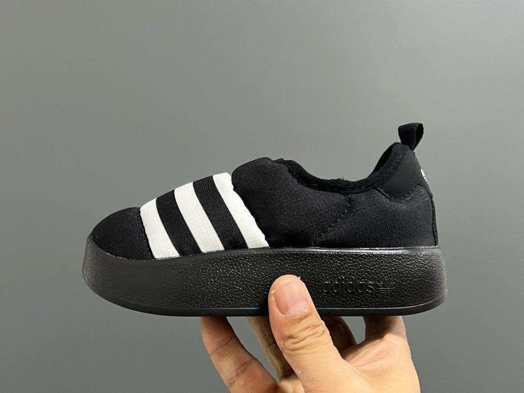Adidas Bread Children's Slip-On Cotton Shoes" black"