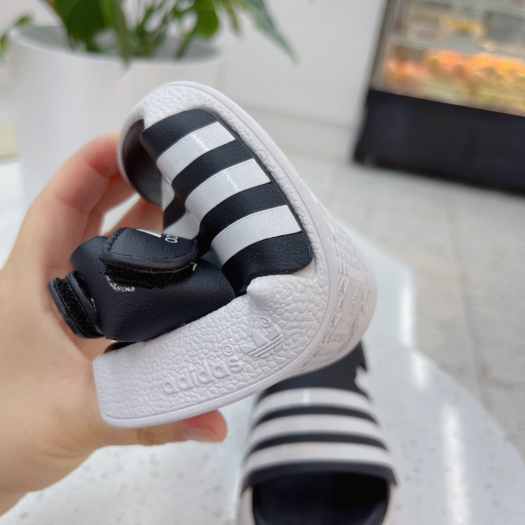 Adidas clover new sandals" black, white"