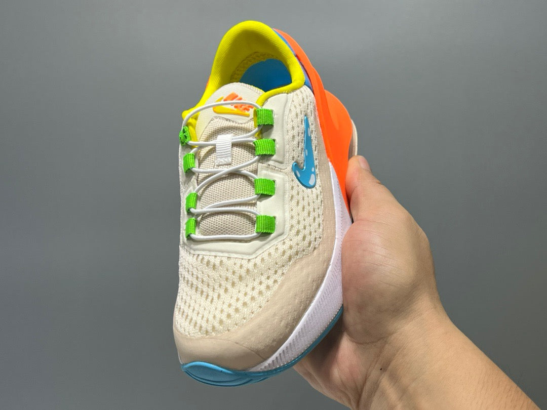 Nike 270 third generation elastic band air cushion children's shoes" light orange, red, blue"