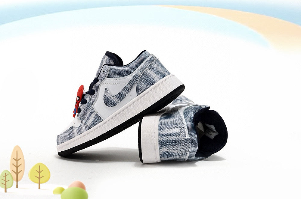 Jordan low-top first generation cartoon children's shoes" white, Navy"