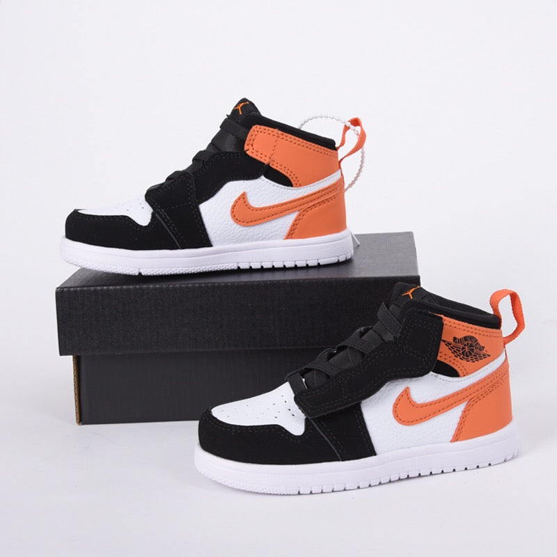Jordan high top elastic band" white, black, orange"
