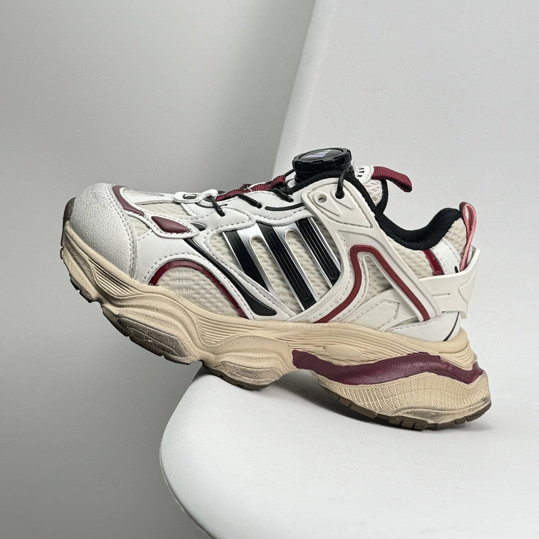 Adidas XLG Runner Deluxe runner dad shoes" cream, white, burgundy"