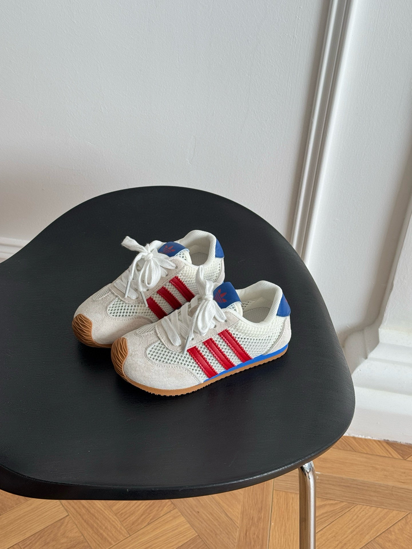 Adidas clover pig eight leather hollow mesh sneakers" white, red, cream"