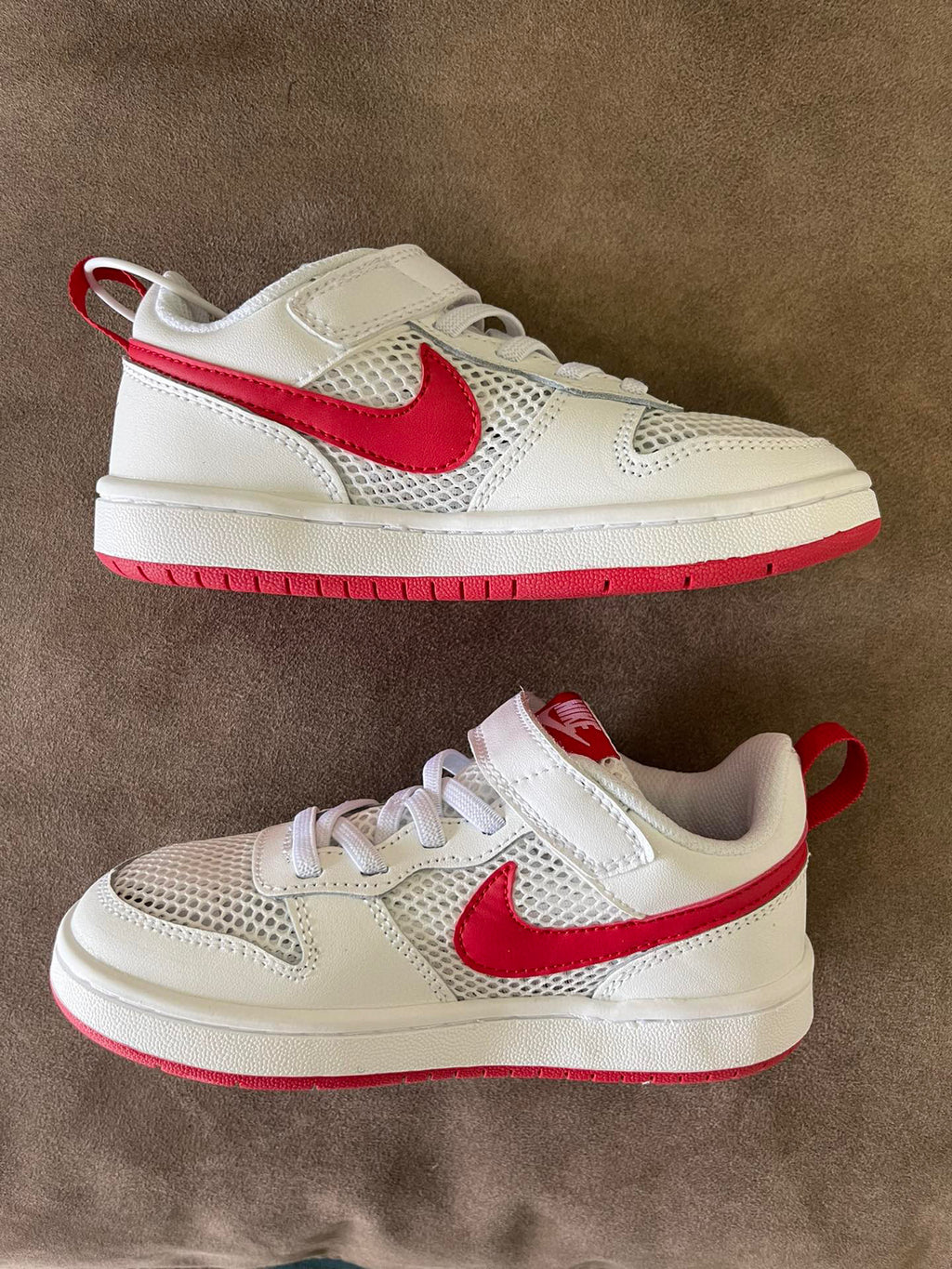 NIKE workwear Air Force One mesh elastic band Velcro children's shoes" white, red"