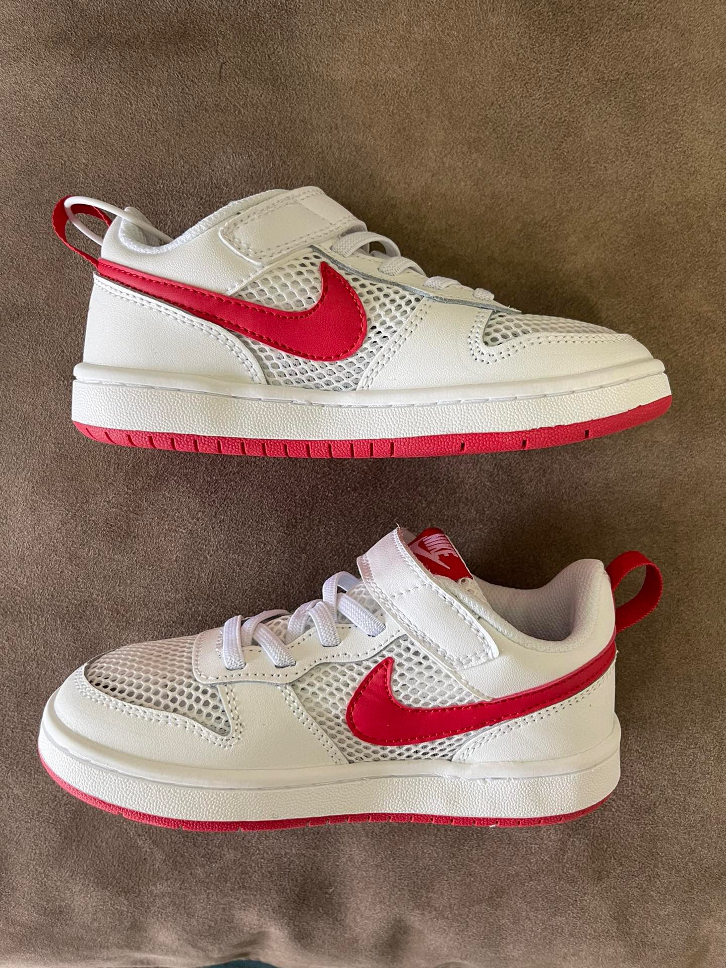 NIKE workwear Air Force One mesh elastic band Velcro children's shoes" white, red"