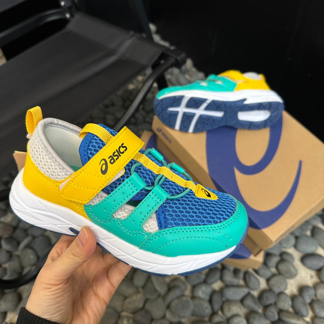 Asics children's tire hiking shoes "  yellow, blue (royal blue and teal)"