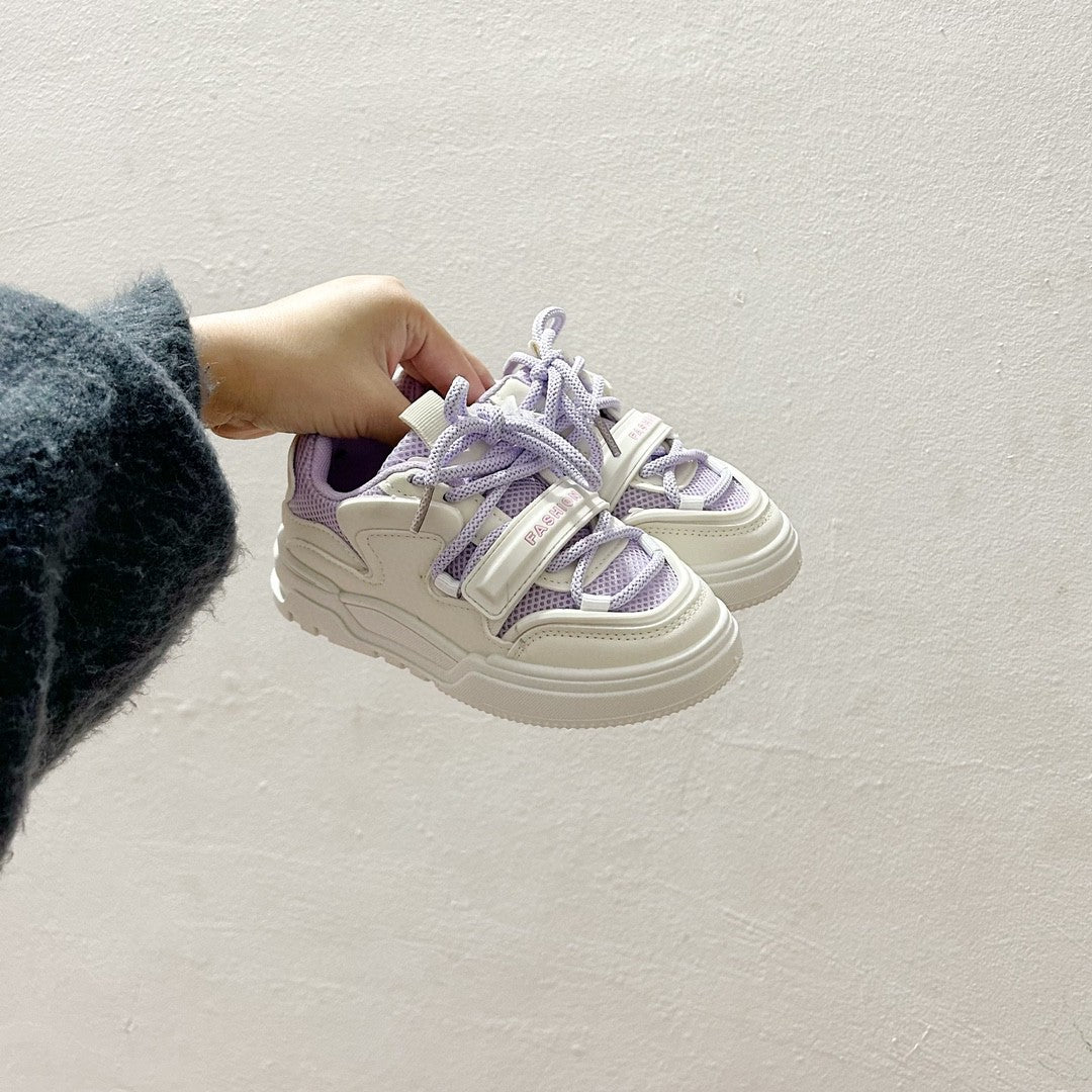 AD Velcro children's casual sneakers" white, purple"