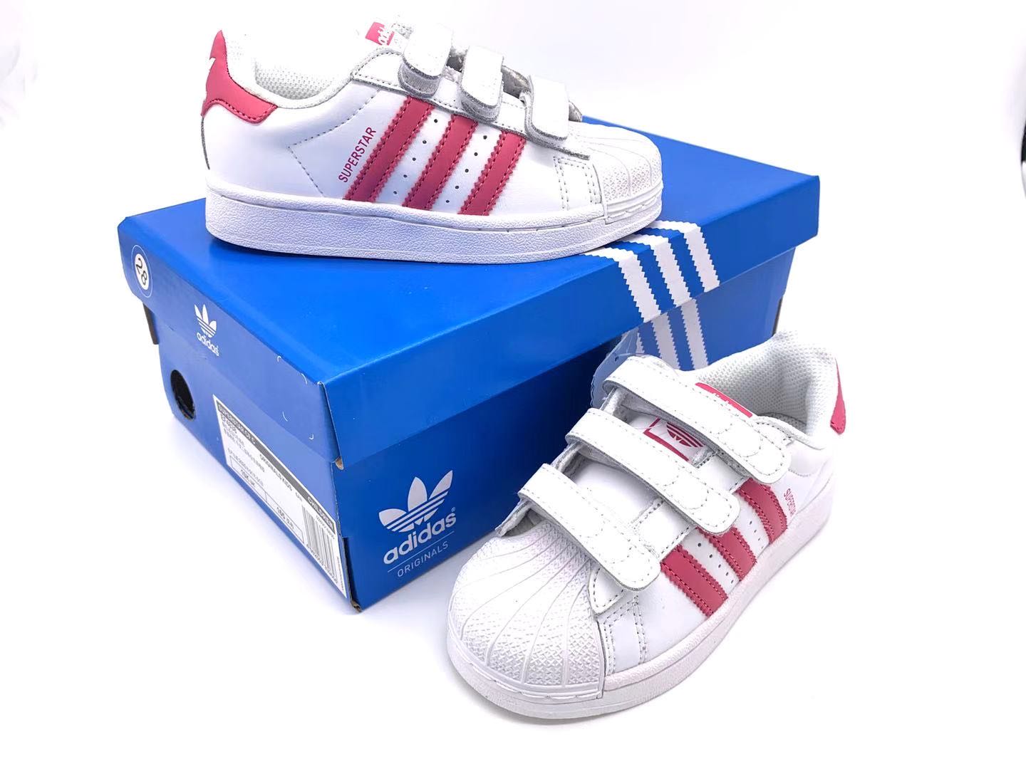 Adidas classic shell toe children's shoes" white, pink"