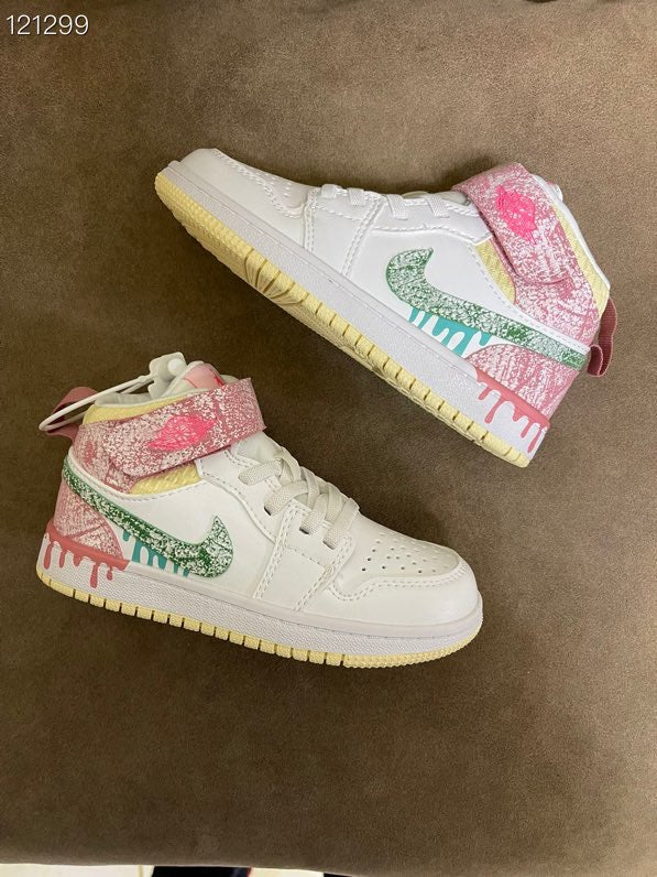 Joe's high-top Velcro children's shoes" white, pink, green"