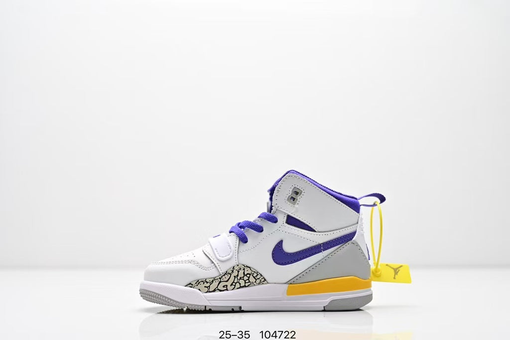Jordan 312 high top children's shoes full second layer leather" white, blue"