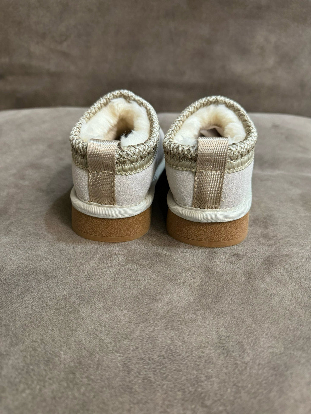 U-GG ethnic style fur short tube snow boots children's shoes " light beige"