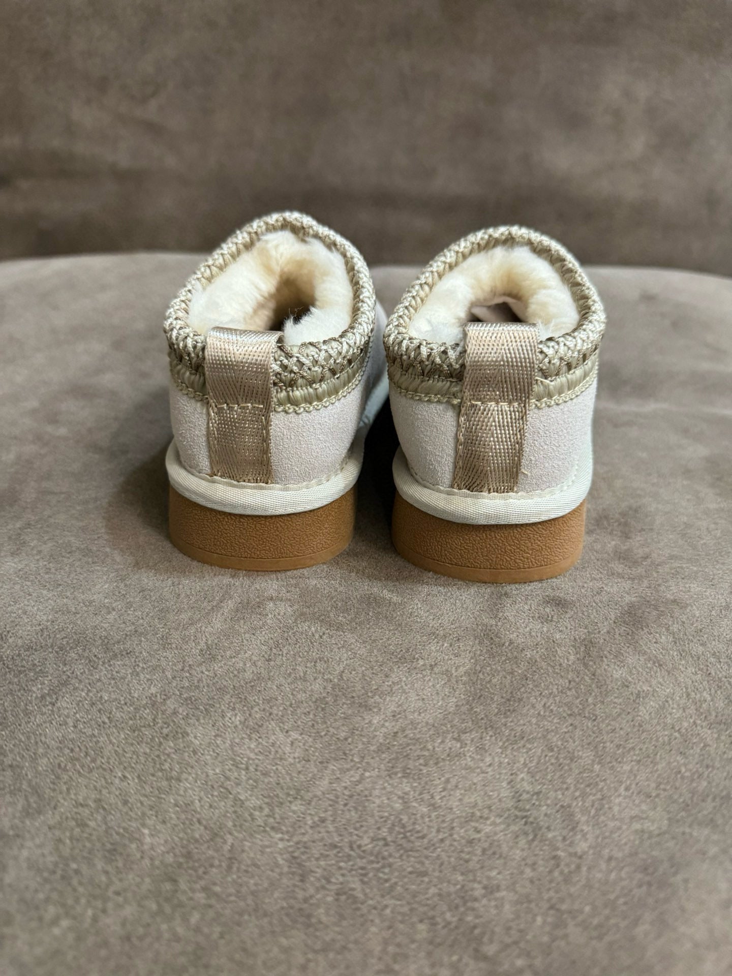 U-GG ethnic style fur short tube snow boots children's shoes " light beige"