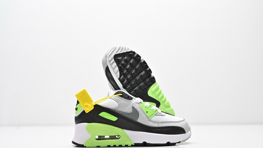 Cushion Children's Shoes " White, & lime green"