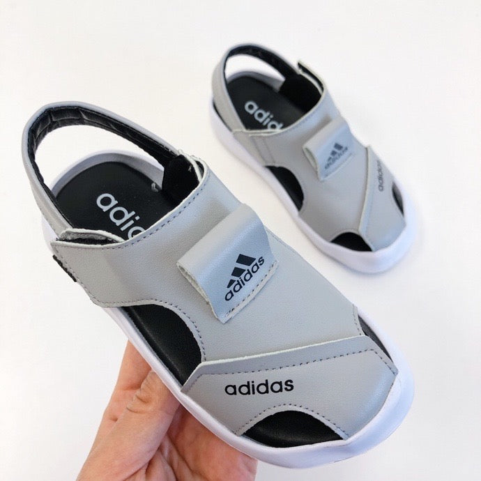 Adidas full leather bread head sandals" gray"