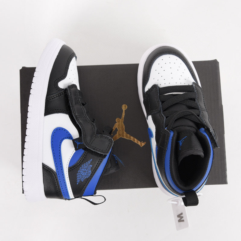 Jordan high top elastic band" white, black, blue"