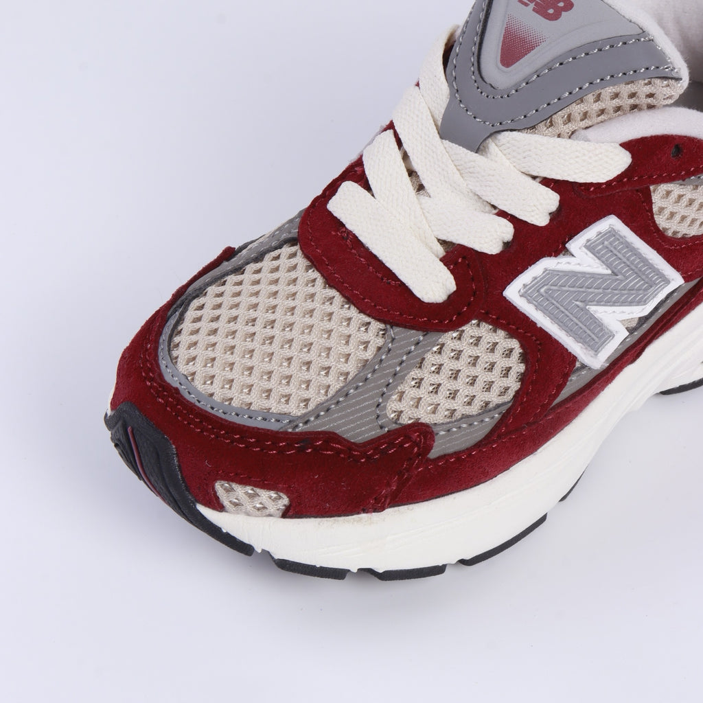 N 2010 children's shoes" maroon red, light beige, & gray"