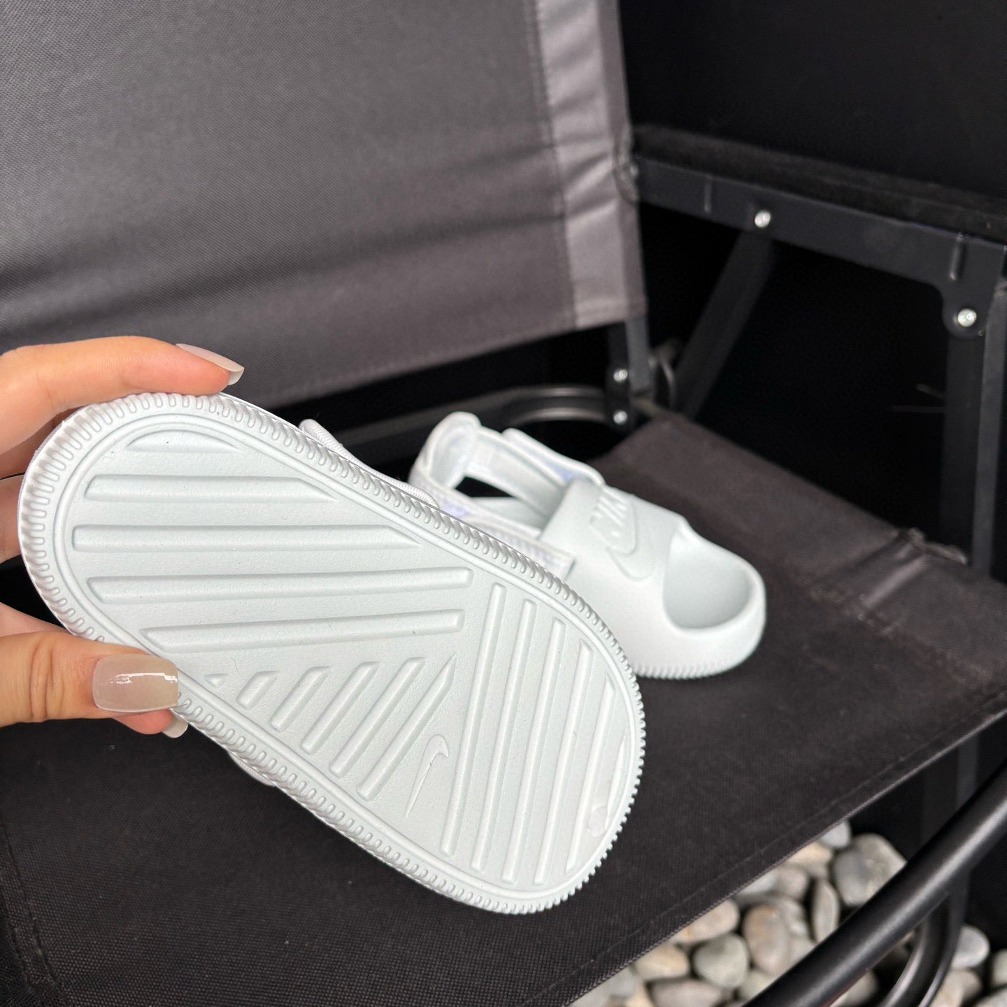 Nike open toe Velcro two-way sandals" white"