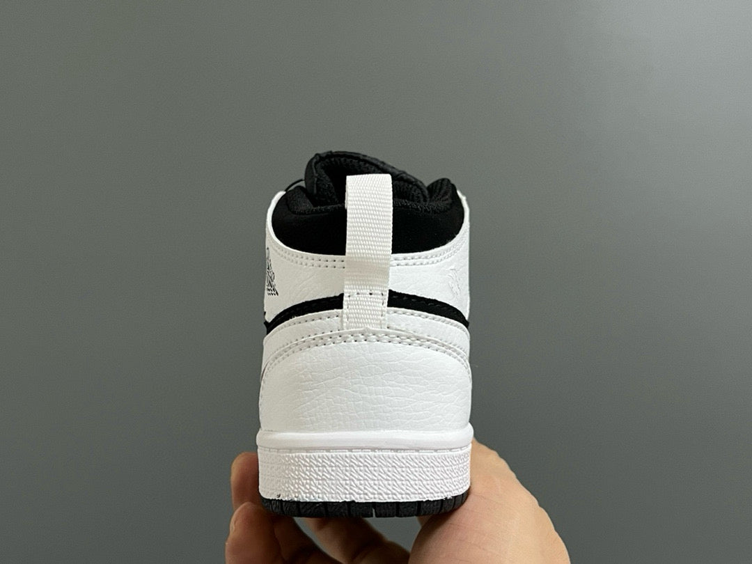 Qiaoyi mid-cut buckle children's shoes" white, black"