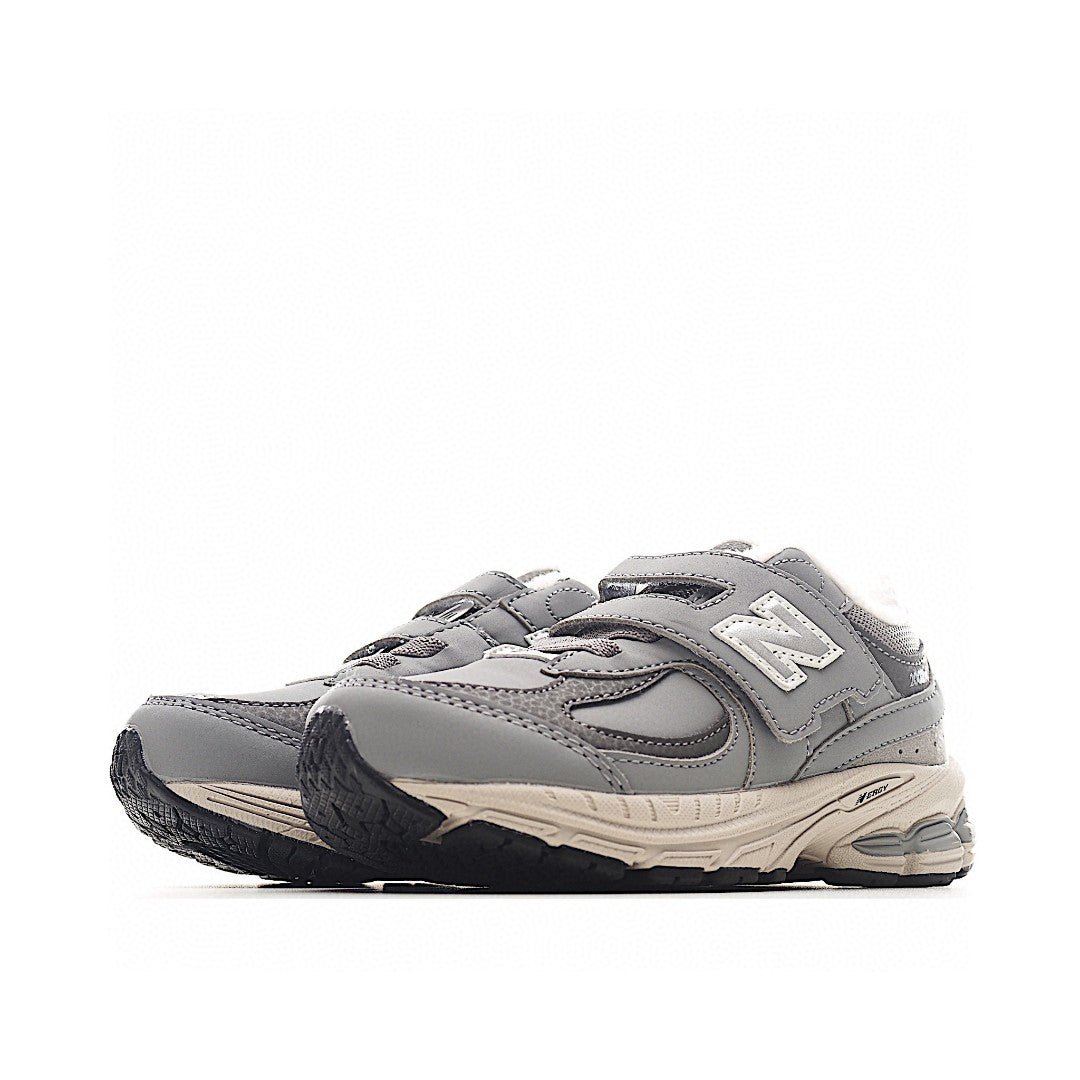 NB 2002 Velvet Elastic Velcro Children's Shoes" Gray"