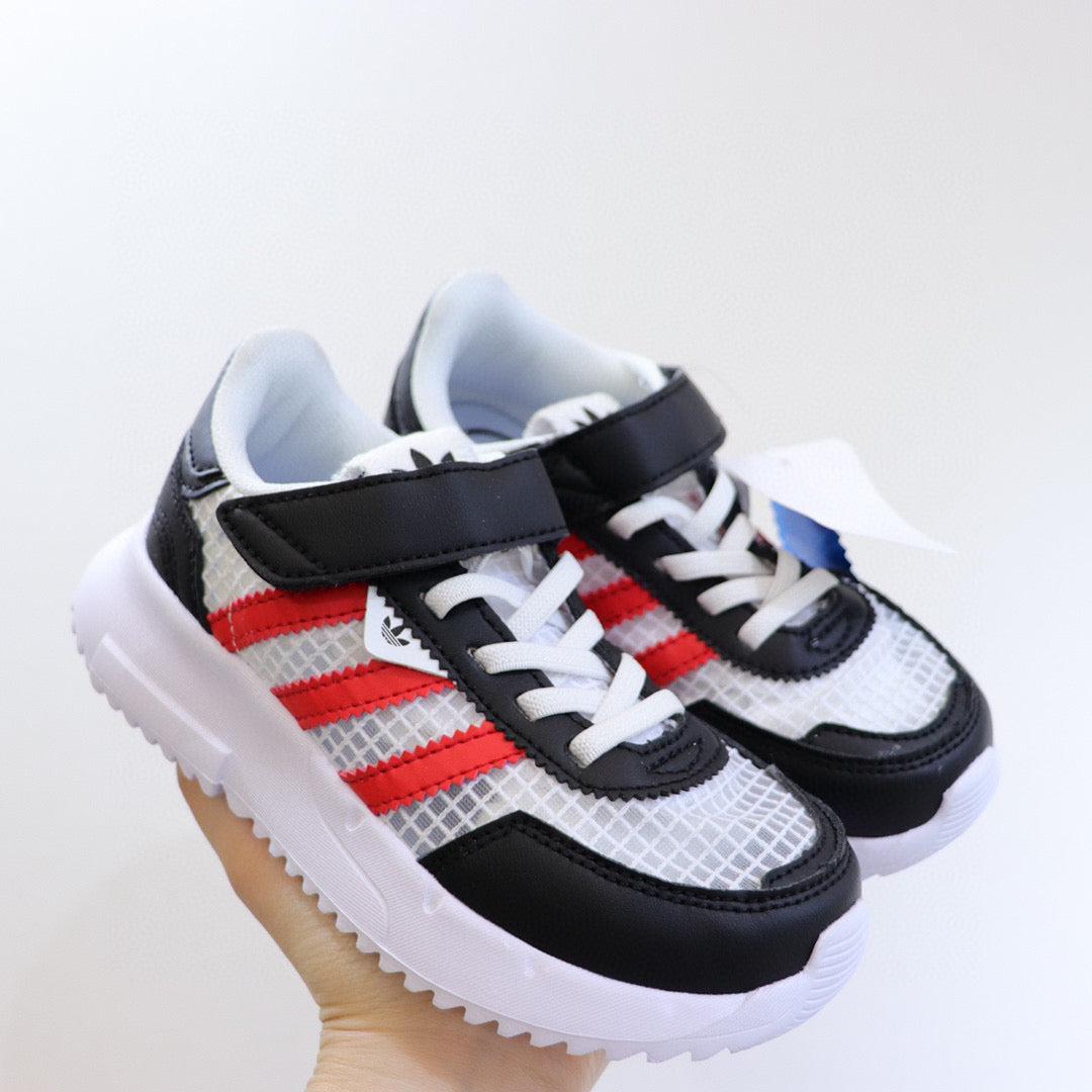 Adidas clover lightweight soft sole" white, black, red"