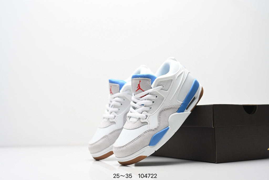 Jordan 4 low-top air cushion basketball shoes" white, blue"