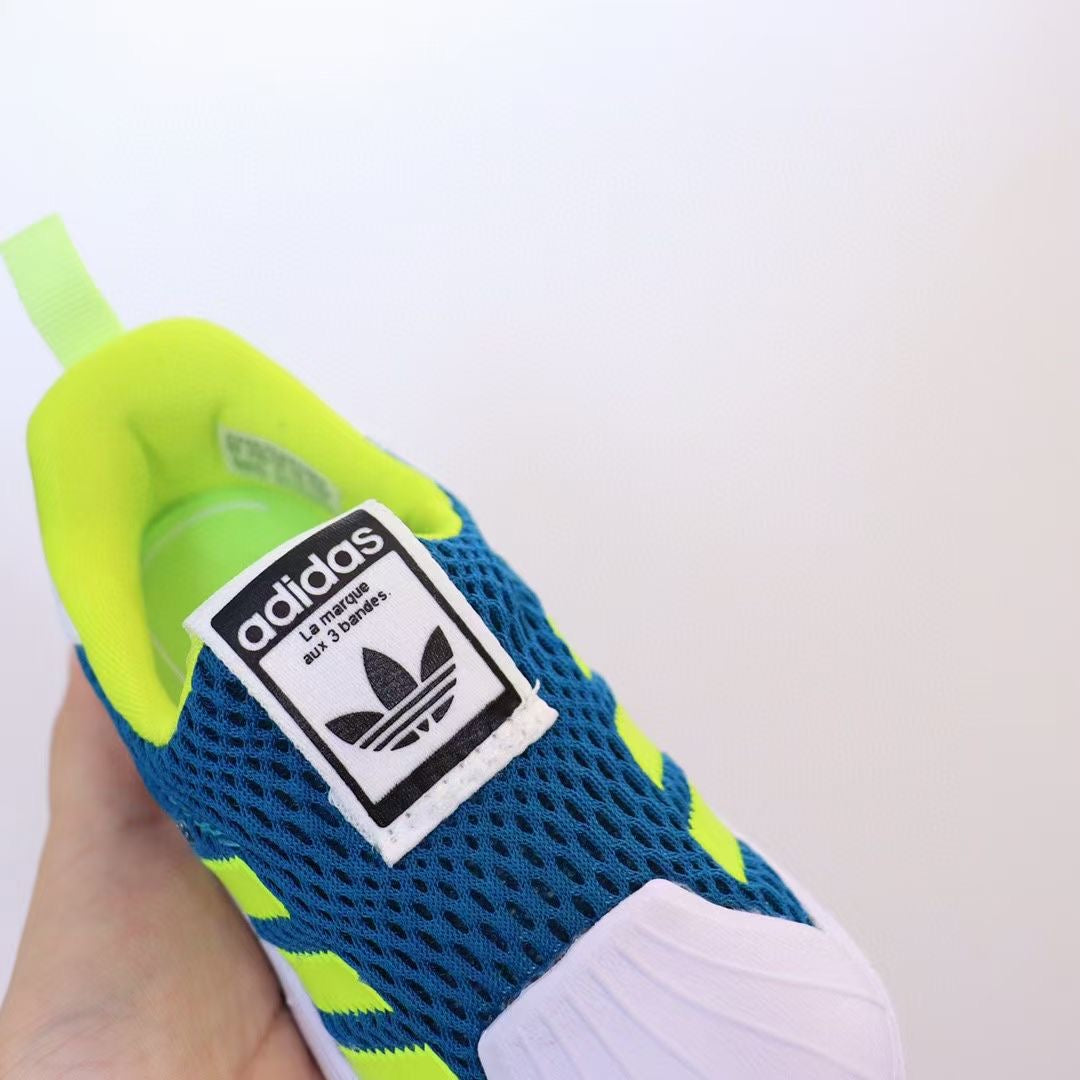 Adidas soft mesh slip-on new "deep blue, lime green"