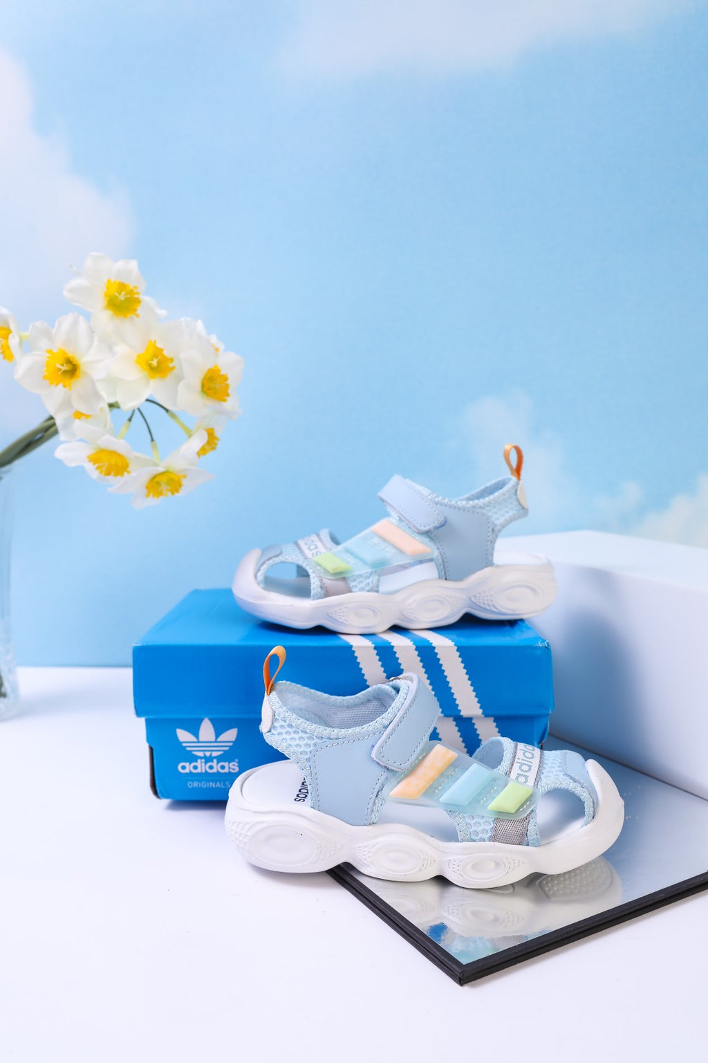 Adidas closed toe sandals" light blue"