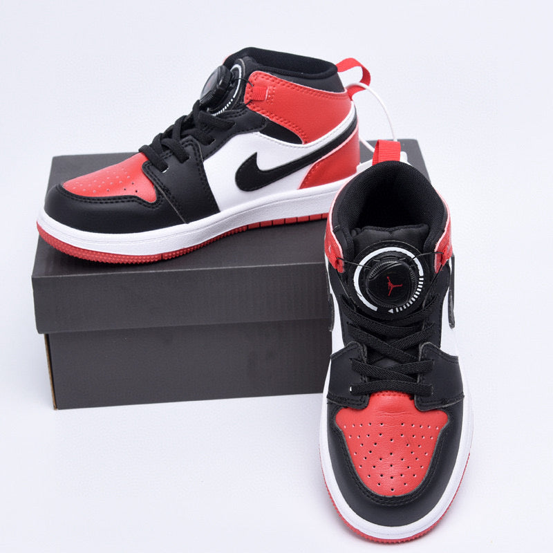 Joe 1 rotating button high top children's shoes" white, black, red"