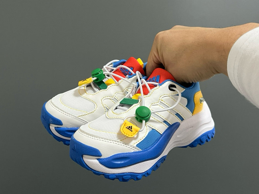 Adidas new elastic buckle children's shoes" white, blue"