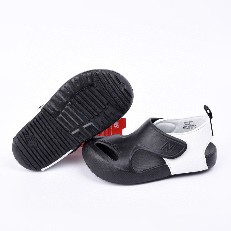 New NB closed toe sandals" white, black"