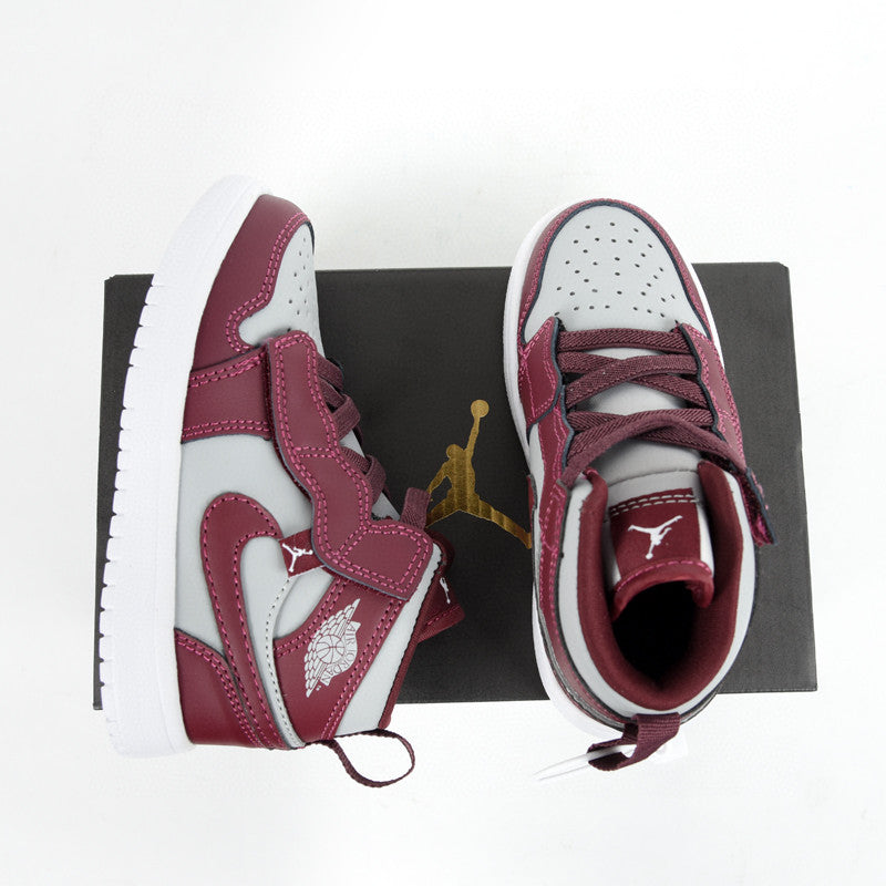 Jordan high top elastic band" burgundy, light gray"