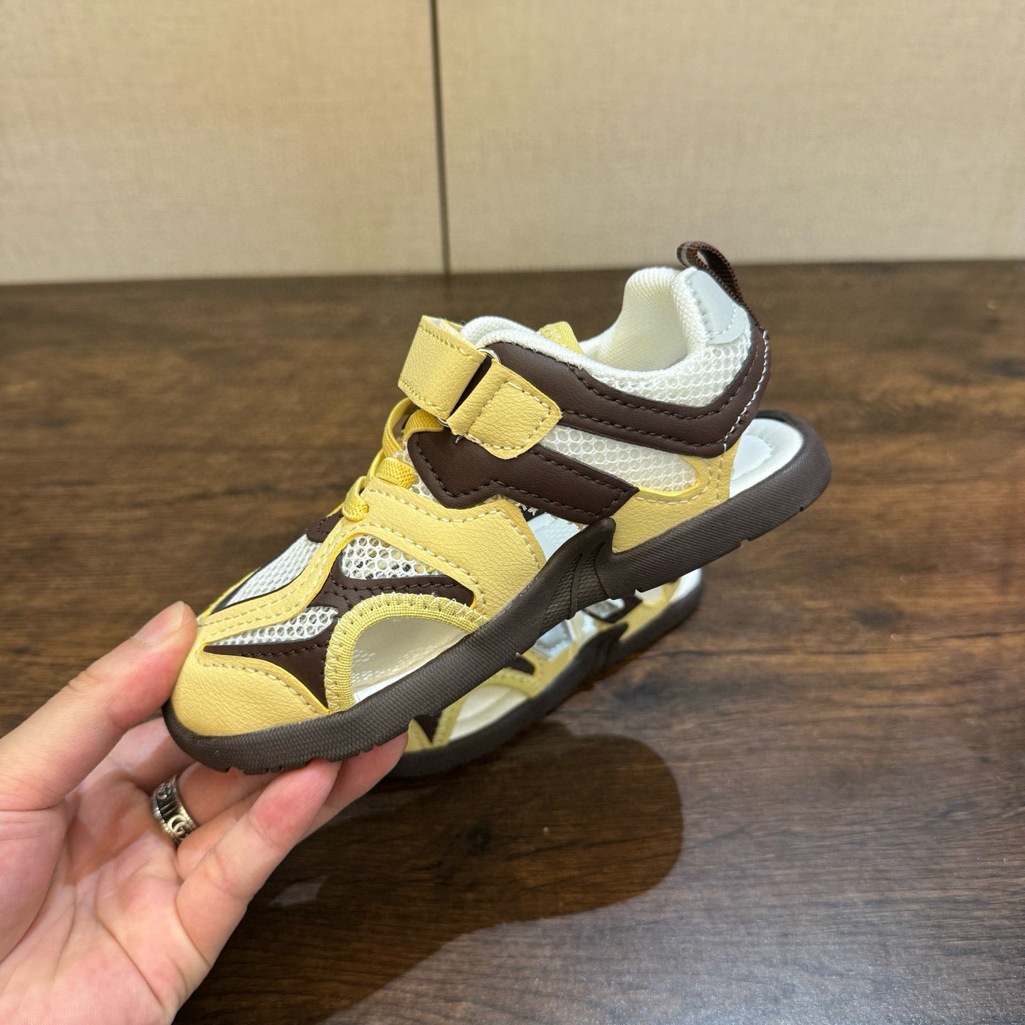Miumiu co-branded river sandals "  yellow, dark brown"
