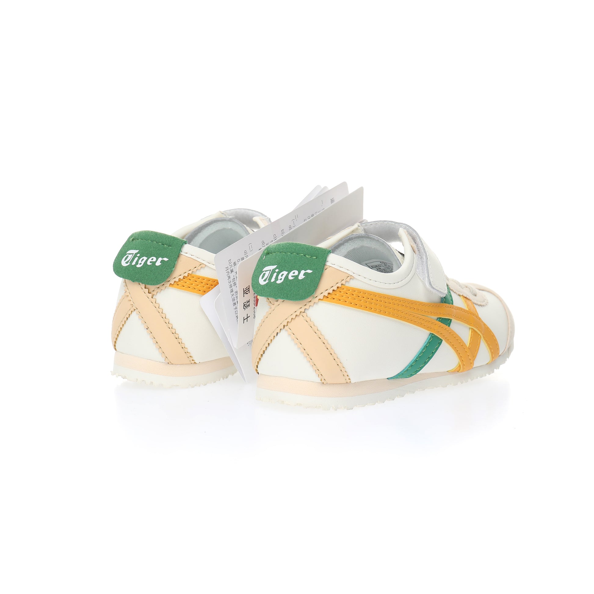 Asics Tiger" cream, orange, green"
