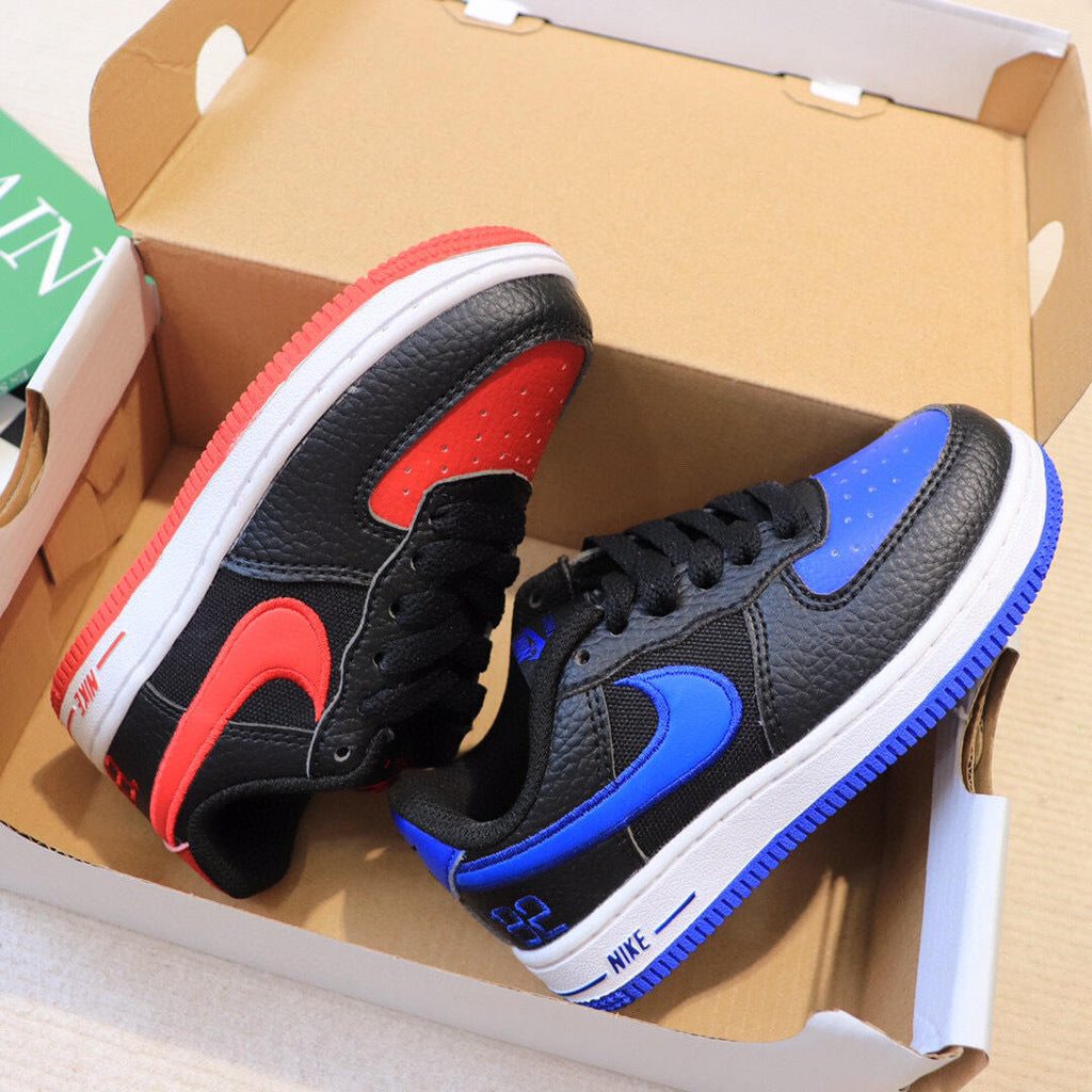 Air Force low-top lace-up sneakers" white, blue, red"