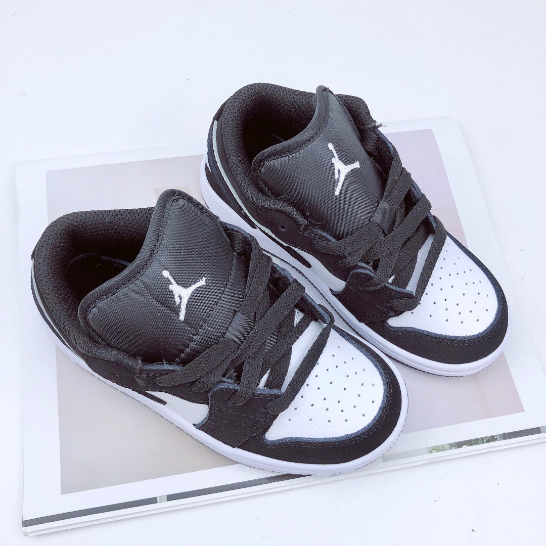 Joe 1 low-top elastic buckle parent-child shoes" black, white"