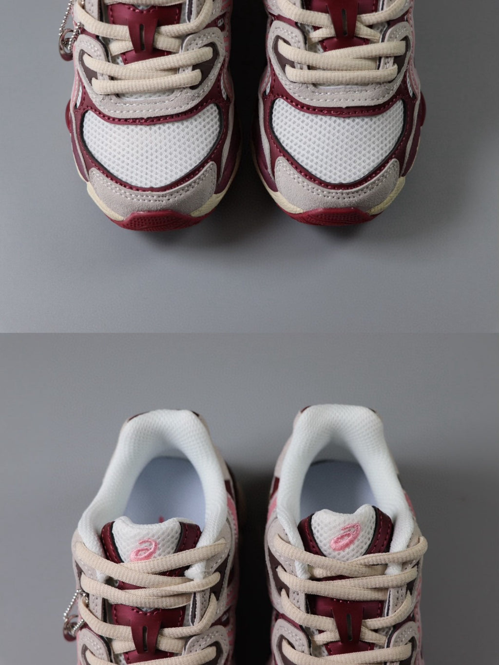 Asics Gel-NYC Professional"   burgundy/maroon, pink, and off-white/cream"