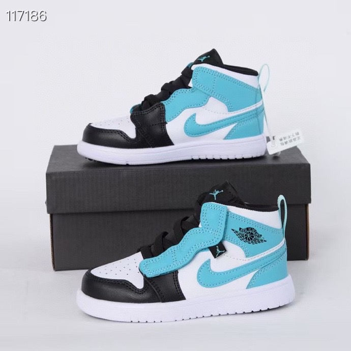 Jordan high top elastic band" white, black, turquoise"