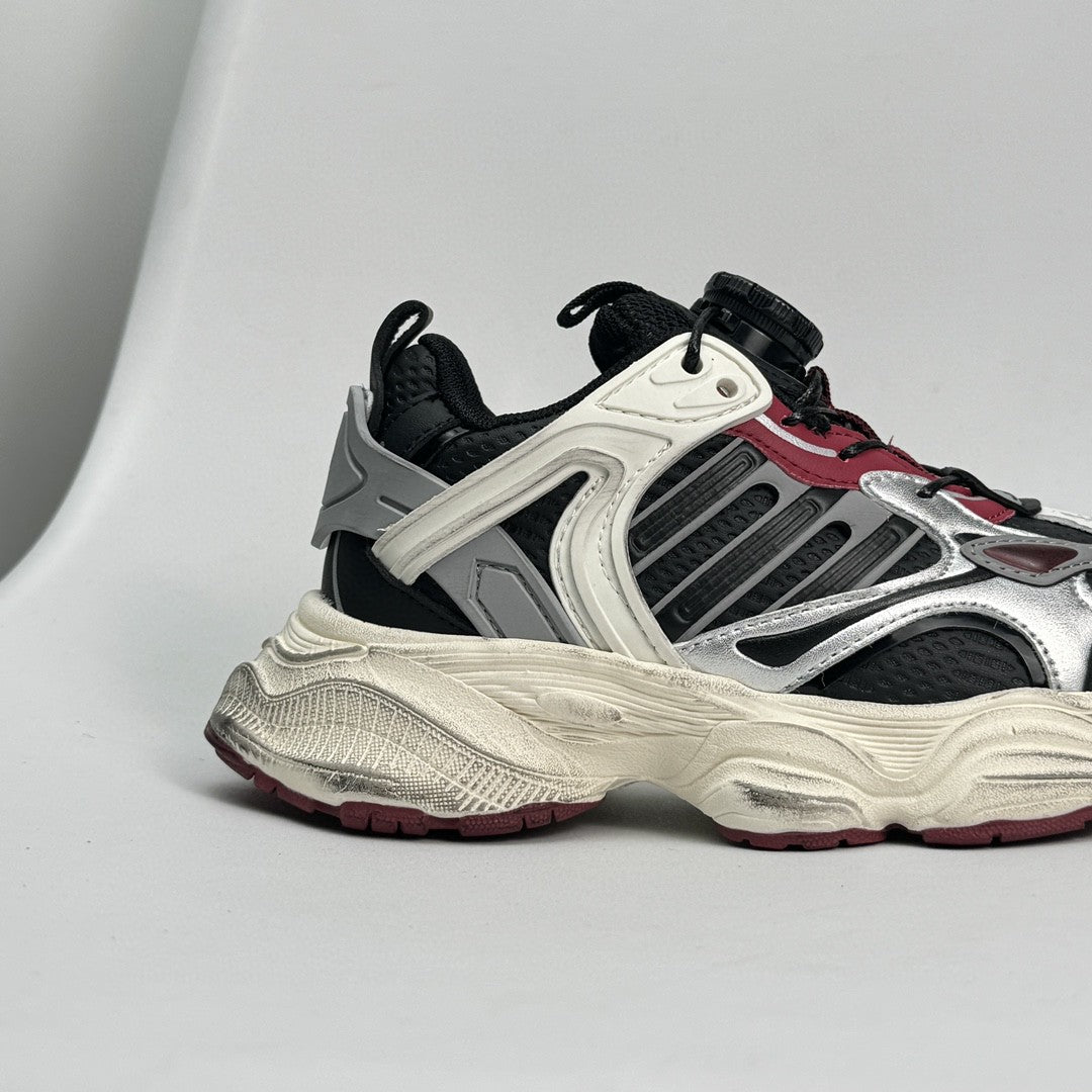 Adidas XLG Runner Deluxe runner dad shoes" black, cream, burgundy"