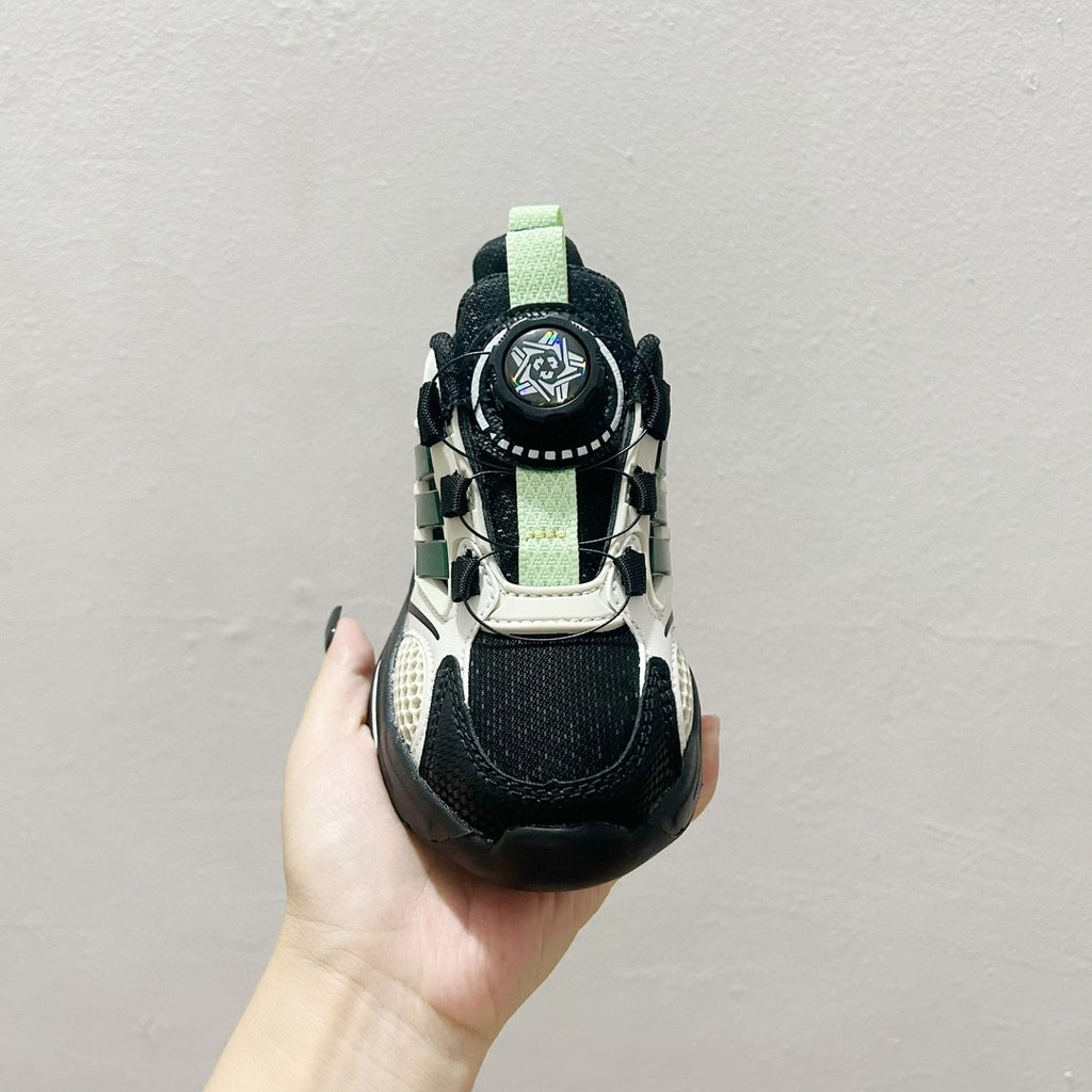 AD rotating button children's shoes" black, olive green"