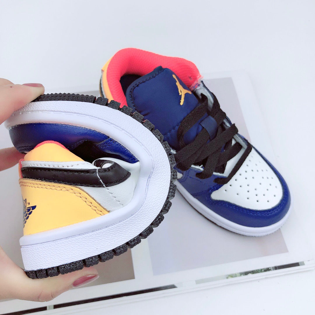 Joe 1 low-top elastic buckle parent-child shoes" blue, white, yellow"