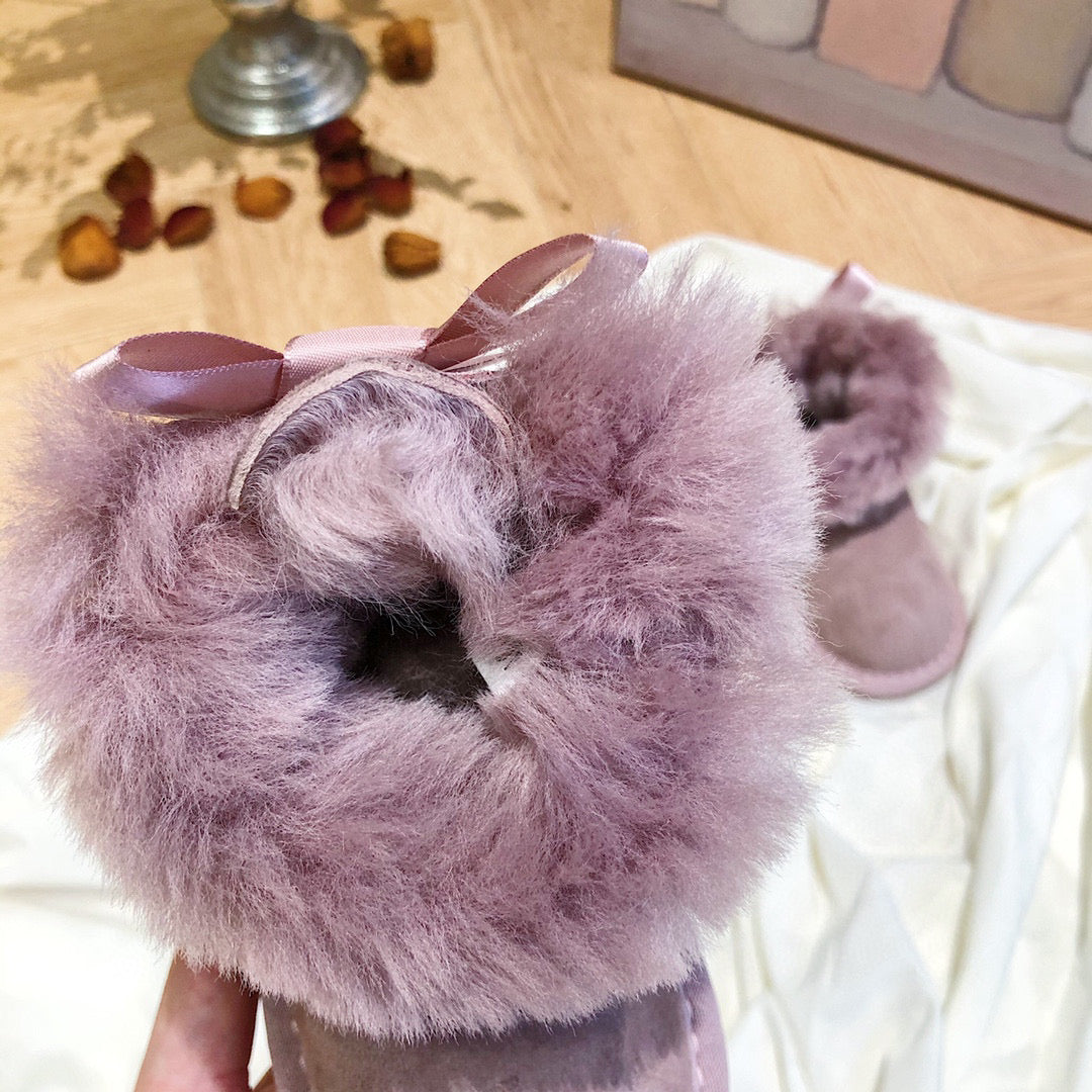 UGG bow wool integrated toddler shoes snow boots"  mauve"