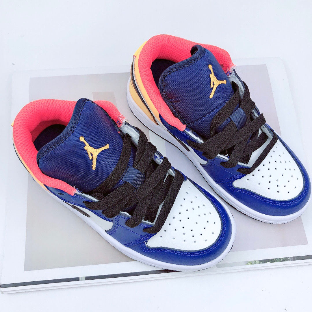 Joe 1 low-top elastic buckle parent-child shoes" blue, white, yellow"