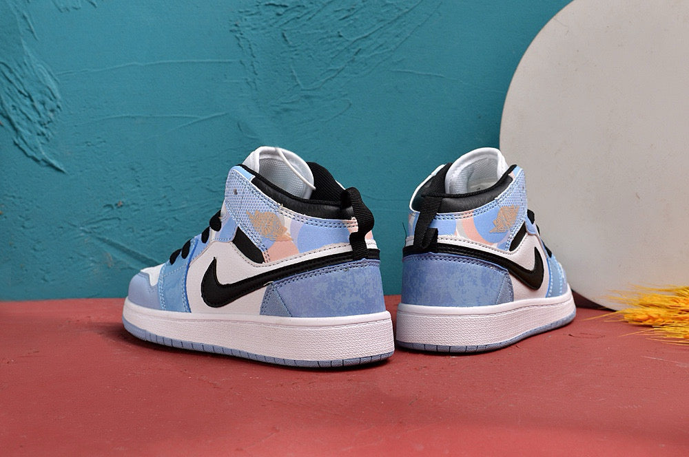 Jordan AJ1 children's shoes" white, sky blue"