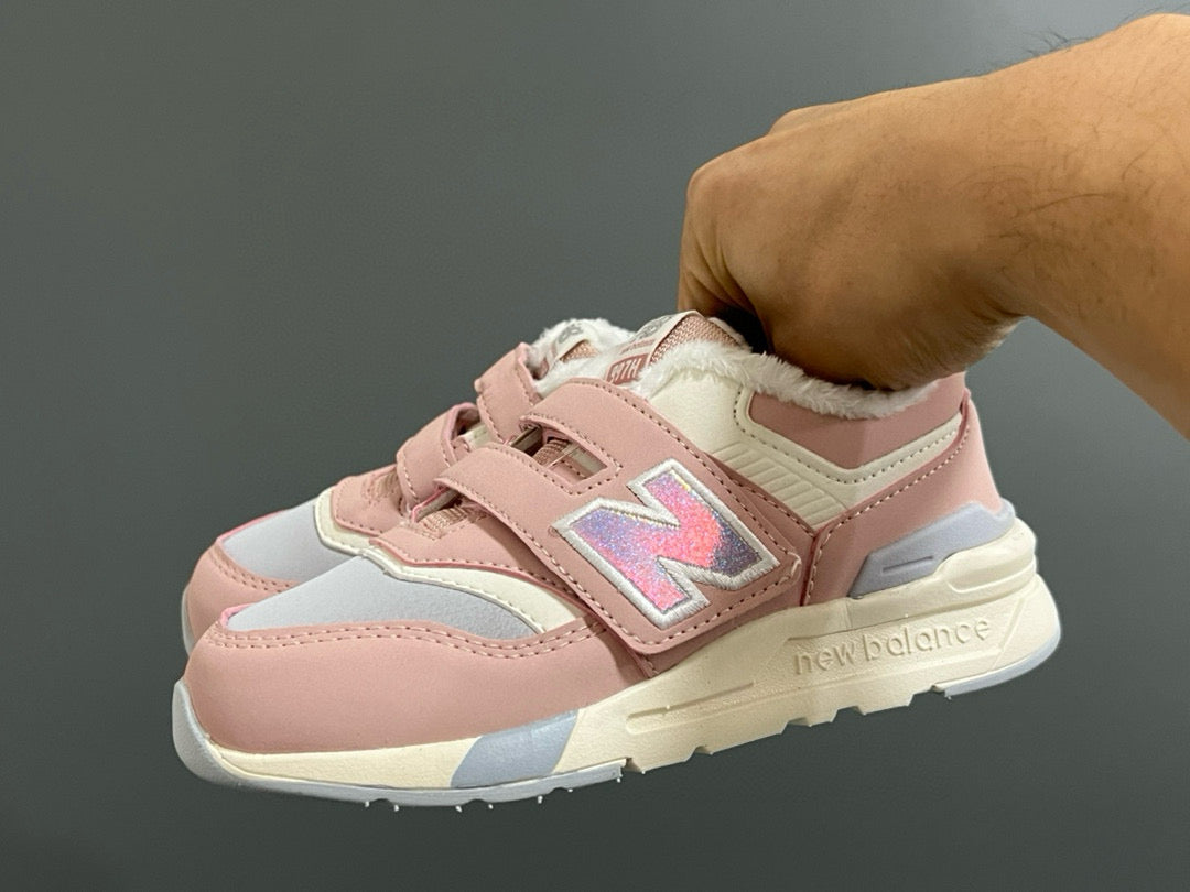 NB997 Velvet Velcro Children's Shoes" cream, pink"