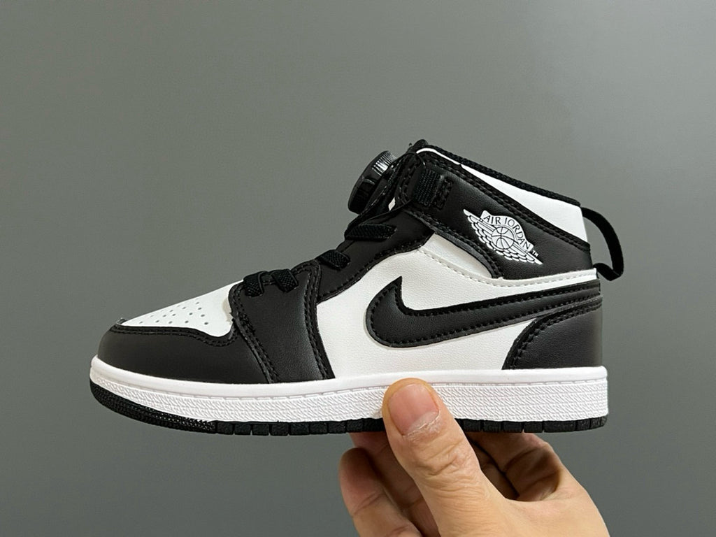 Qiaoyi mid-cut buckle children's shoes" white, black"
