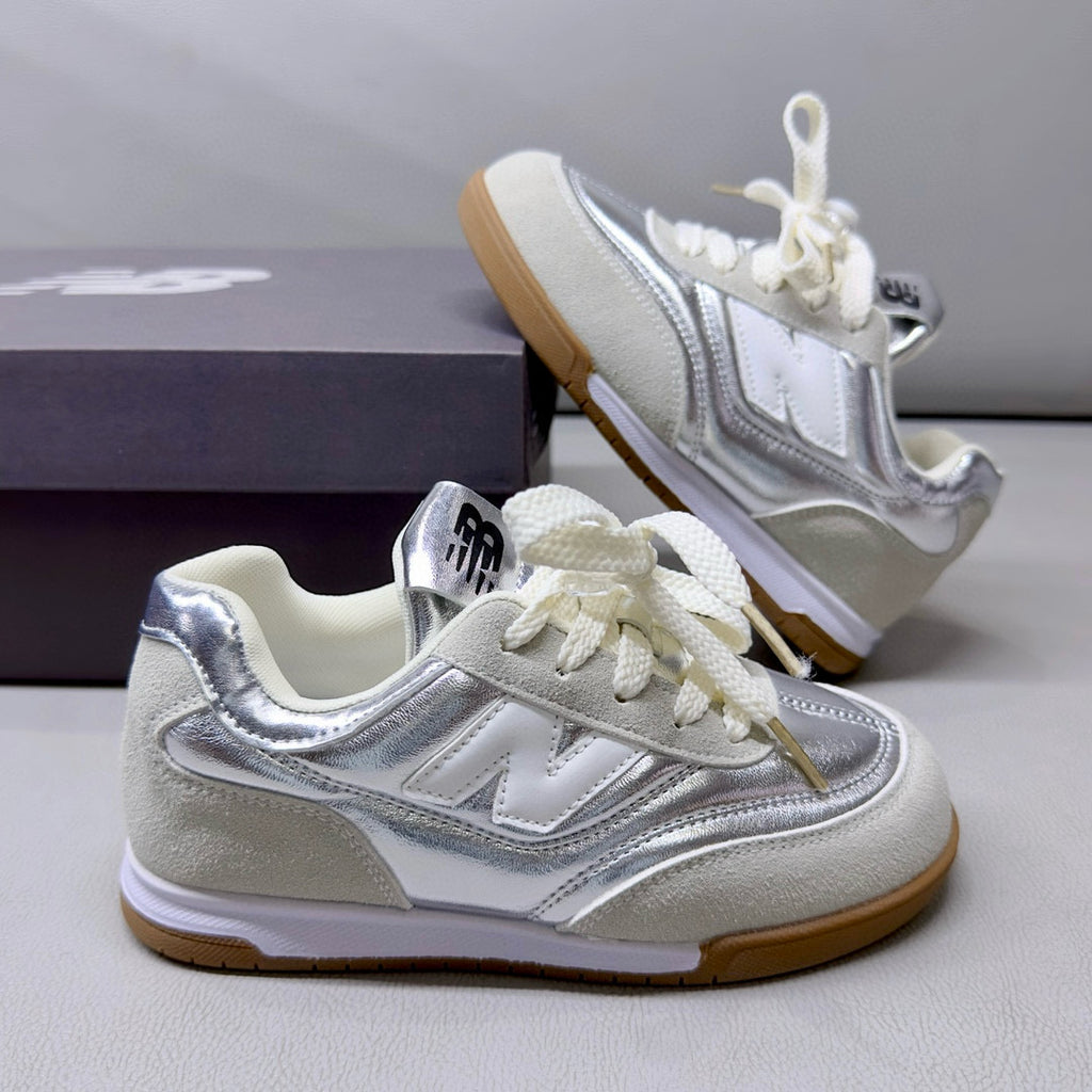 NB URC42LA lace-up buckle children's shoes" gray, silver"