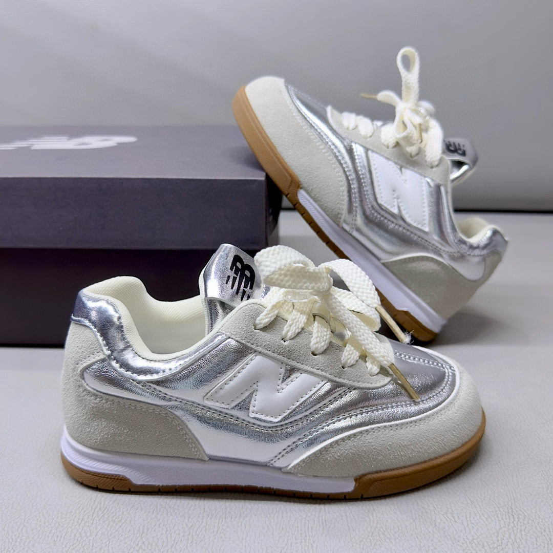 NB URC42LA lace-up buckle children's shoes" gray, silver"