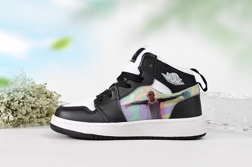 Jordan AJ1 children's shoes" black, white"